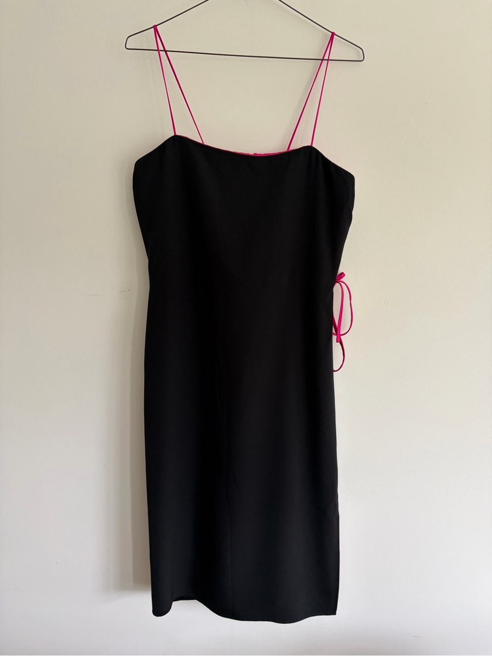 Flores & Flores Black Silk Dress with Pink Straps
